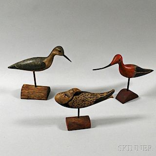 Three Carved and Painted Shorebirds