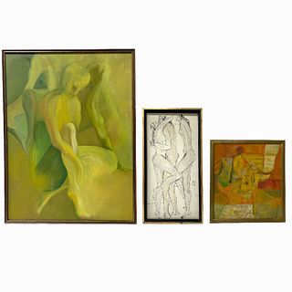 3 Oil Paintings On Canvas & Board Unknown Artists