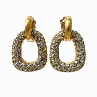 1960's Kenneth Lane Rhinestone Oversize Earrings