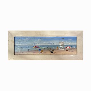 C. Saxe "Surfside Tails" Beach Scene Oil On Canvas