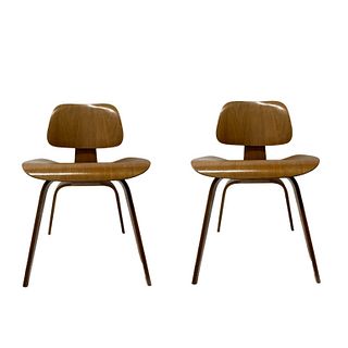 Pr Herman Miller Molded Plywood Eames Chairs