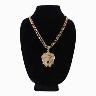 Designer Runway Oversized Jeweled Lion Necklace