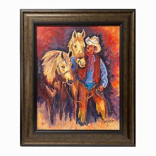 Linda Herst Oil Painting On Canvas Of Cowboy