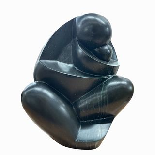 Signed LR Abstract Bronze Of Mother And Child