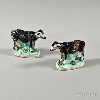 Pair of Staffordshire Cow and Steer Ceramic Figures