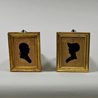 Pair of Small, Framed William Bache Hollow-cut Silhouettes