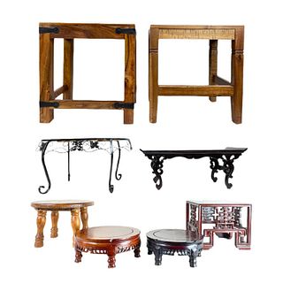 Lot of 8 Wooden Display Stand Pedestals & Tables