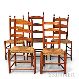 Five Shaker Maple Side Chairs