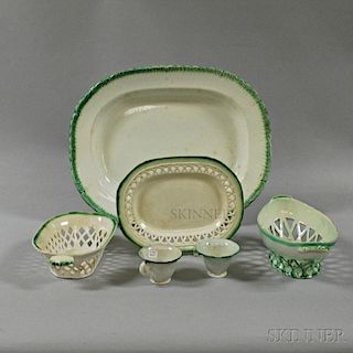 Six Leeds-type Ceramic Items