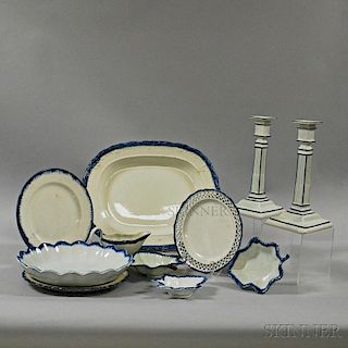 Eleven Blue and White Pearlware Table Items