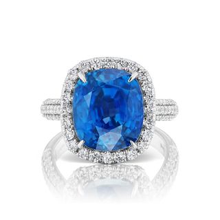 UNHEATED BURMESE BLUE SAPPHIRE RING WITH DIAMONDS