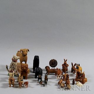Carved and Painted Wood Animal Figures