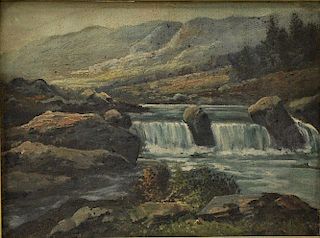 American School, 19th Century       Landscape with Waterfalls and Mountains.