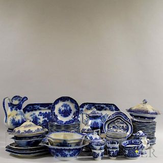 Approximately Eighty-three Pieces of Mostly Flow Blue Ironstone China.