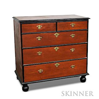 William & Mary-style Red-painted Chest of Drawers
