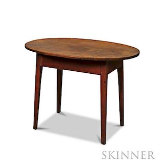 Red-stained Maple and Pine Oval-top Tea Table