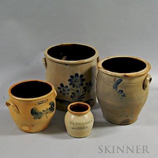 Four Cobalt-decorated Stoneware Vessels