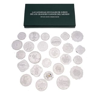 Veinticinco monedas oficiales de juegos de los grandes casinos del mundo en plata .925. 21 certificados. Peso: 504.1 g.