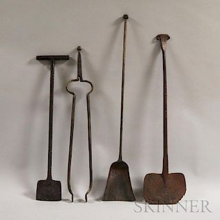 Four Wrought Iron Hearth Tools