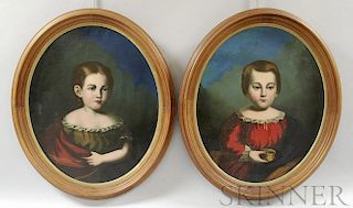 American School, 19th Century       Pair of Portraits of Children.