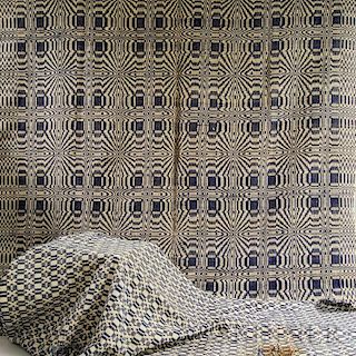 Two Blue and White Overshot Coverlets