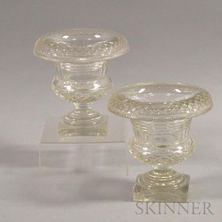Pair of Cut Glass Urns