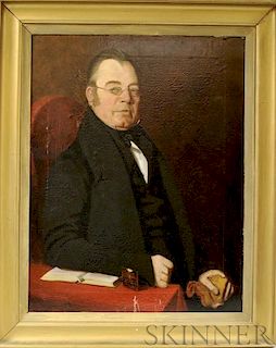 American School, 19th Century       Portrait of a Gentleman with Glasses.
