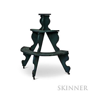 Green-painted Three-tier Demilune Plant Stand