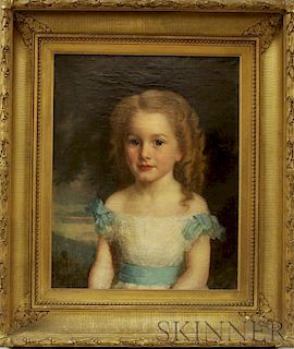 Anglo/American School, 18th Century       Portrait of a Girl with a Blue Sash.