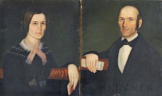 American School, 19th Century      Half Length Portraits of a Couple.