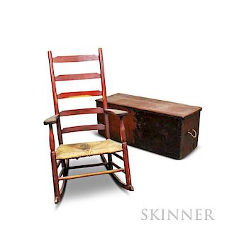 Red-stained Sea Chest and Rocking Chair.