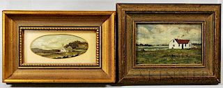 Two Small Framed Gamaliel Beaman (New Hampshire/Massachusetts, 1852-1937) House Portraits