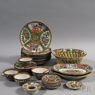 Approximately Thirty-four Pieces of Chinese Export Rose Medallion Porcelain