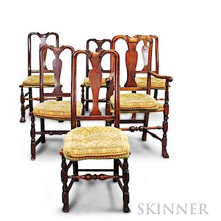 Assembled Set of Six Queen Anne Maple Chairs
