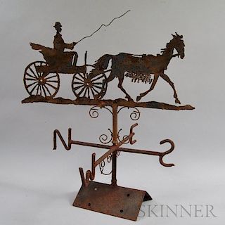 Sheet Iron Horse and Buggy Weathervane with Directionals