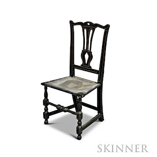 Transitional Chippendale Black-painted Side Chair