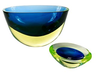 Two Murano Sommerso Art Glass Bowls
