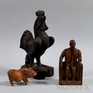 Three Carved Wood Figures