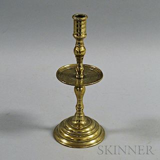 Engraved and Turned Brass Candlestick