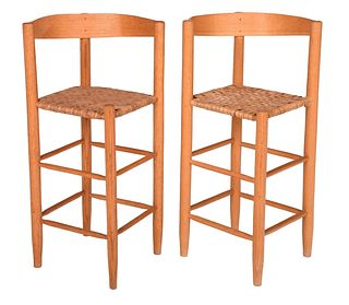 Pair of Brian Boggs Turned Wood High Stools