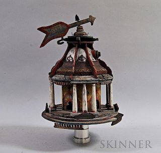 Carved and Paint-decorated Wood and Tin Bird House