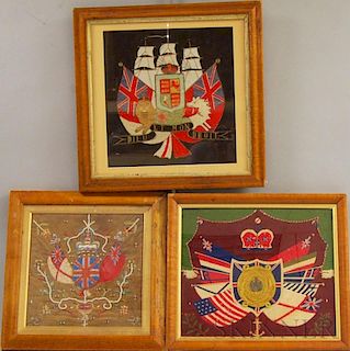 Three Framed Woolwork Maritime Pictures