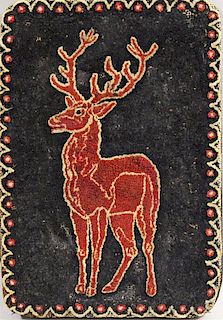 Mounted Small Hooked Mat of a Stag