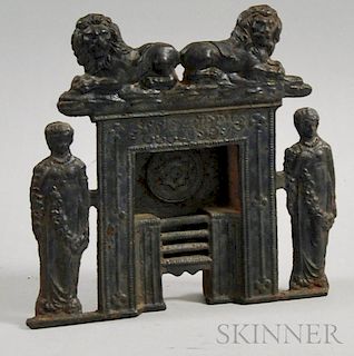 Cast Iron Miniature Figural Fireplace