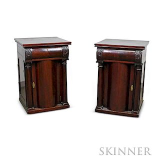 Pair of Late Classical Carved Mahogany Sideboard Supports
