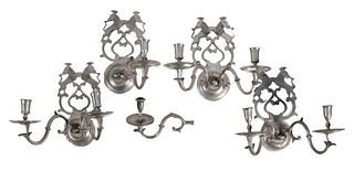 EARLY PEWTER CANDLE SCONCES