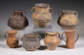 (7) CHINESE NEOLITHIC TERRACOTTA TWO-HANDLED POTS