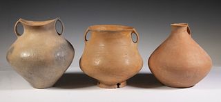 (3) CHINESE NEOLITHIC TERRACOTTA POTTERY LIQUID VESSELS, SIWA / LATE YANGSHAO CULTURE, (1500-1000 BC)