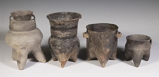 (4) CHINESE NEOLITHIC BLACK POTTERY RITUAL VESSELS, SIWA CULTURE, (1400-1100 BC)