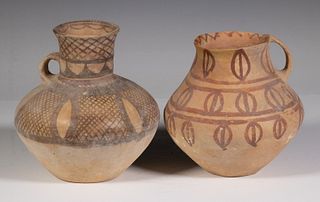 (2) CHINESE NEOLITHIC POTTERY JARS, CAIYUAN CULTURE (2600 - 2200 BC)